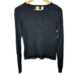 Todd‎ Oldham Rare Vintage TO2 Black 100% Silk Sequin Unique Light Sweater Medium